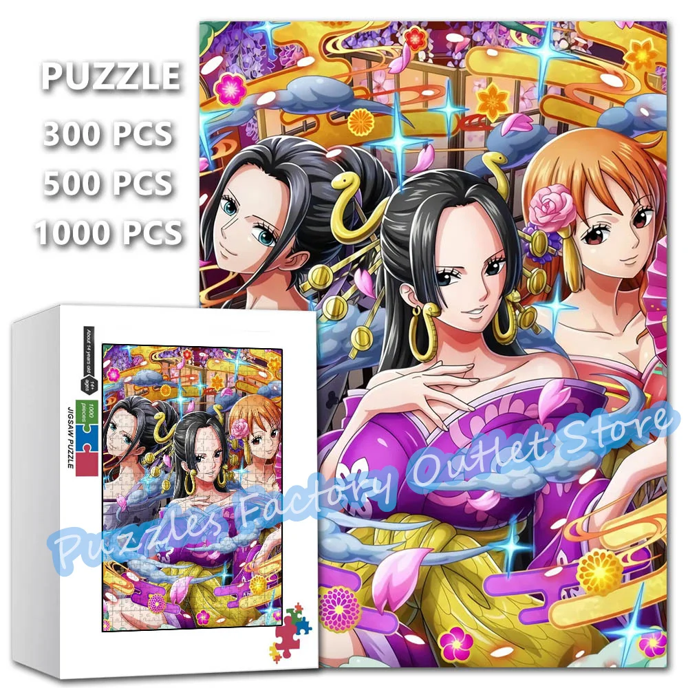 Beauty Girl Nami Anime Figure Print Puzzle 300/500/1000 Pieces One Piece Cartoon Jigsaw Puzzles for Kids Decompressing Game Toys