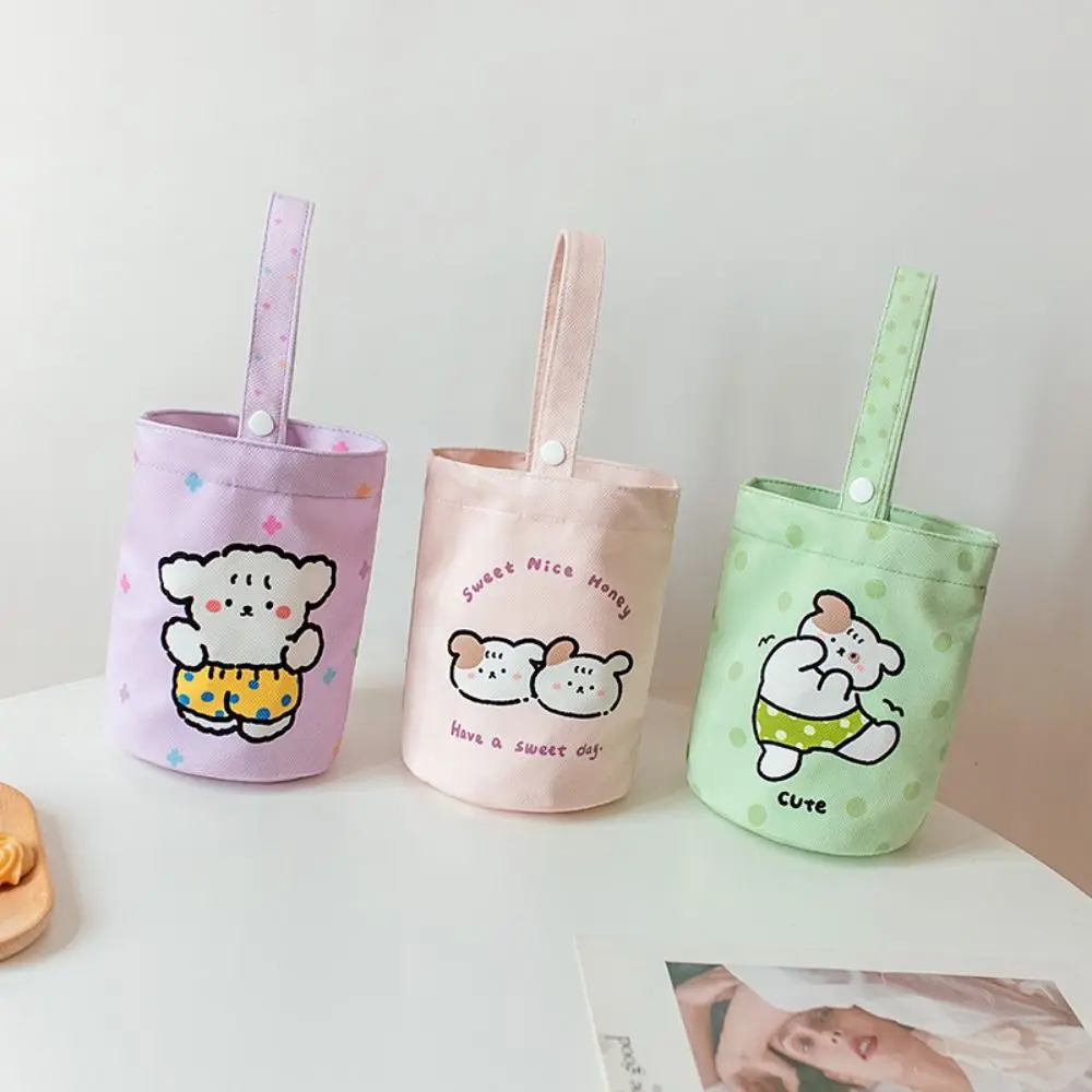 Sweet Rabbit Canvas Bear Bucket Bag Letter Print Dog Handbag Shopping Bag Dots Cartoon Animal Tote Bag Outdoor