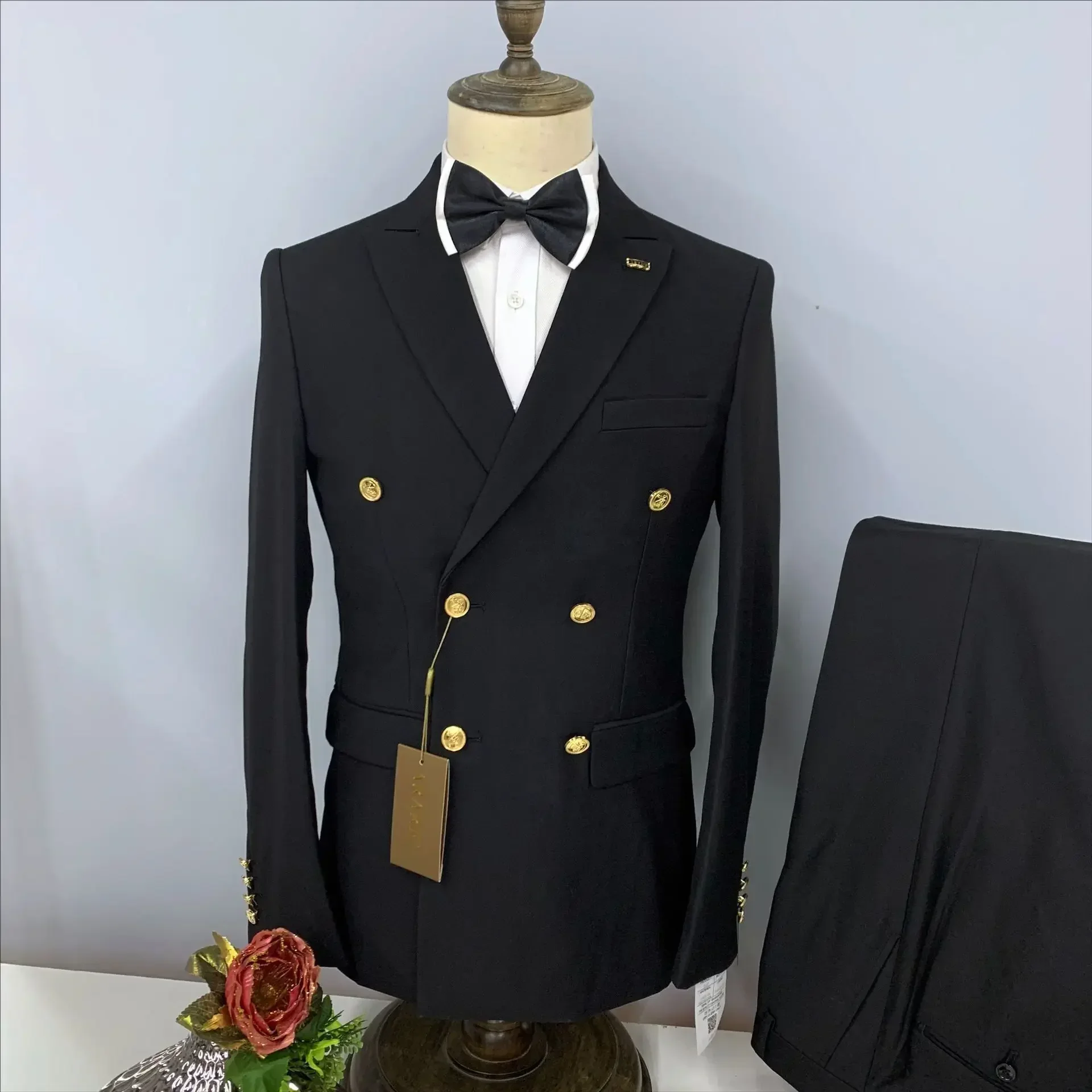 Suits For Men 2 Pieces Set Jackets Pants Wedding Luxury Elegant Blazers Closure Collar Party Classic Full Without Accessories