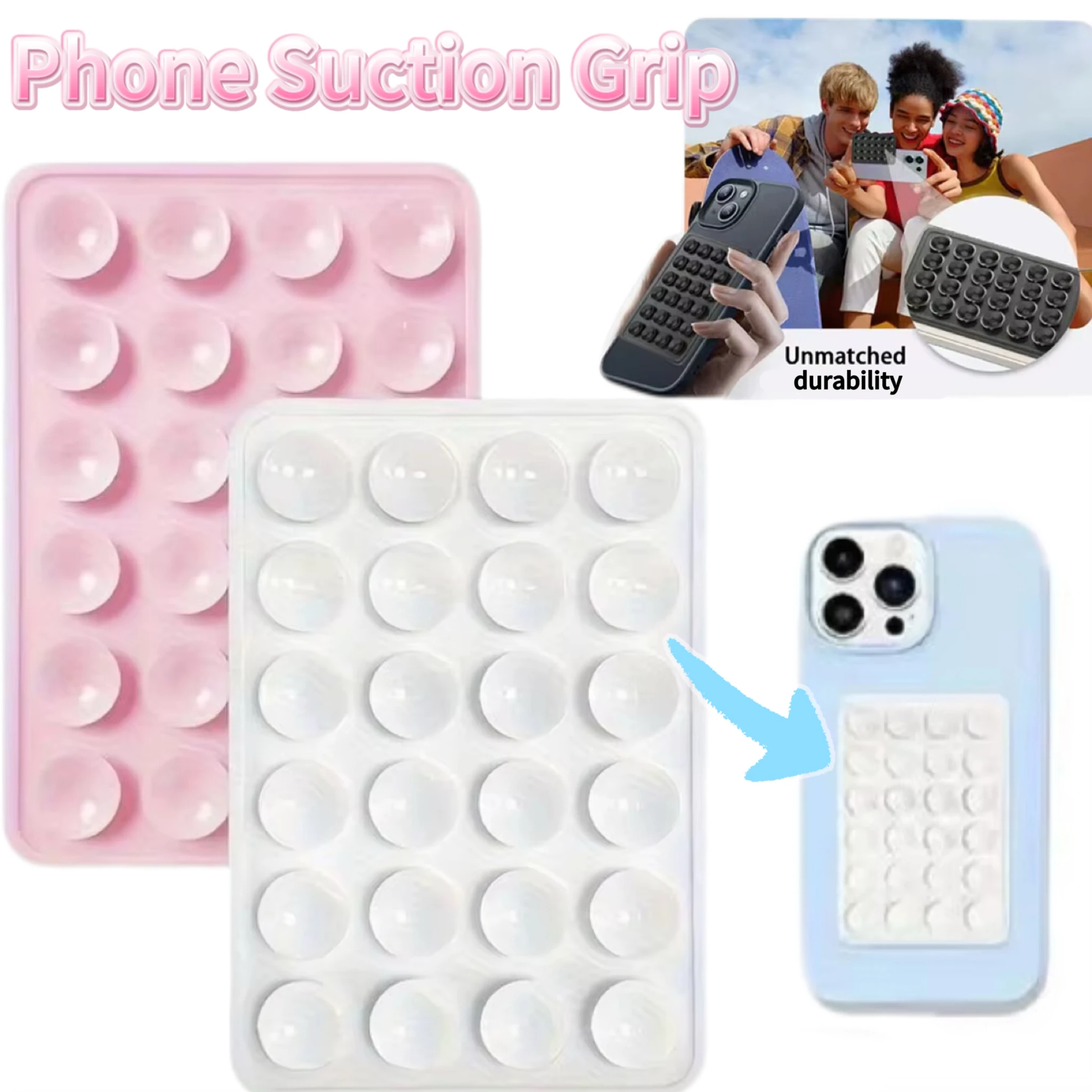 Multifunctional Square Silicone Suction Phone Holder Anti Slip Single Sided Back Sticker Wall Mount Universal Mobile Support Mat