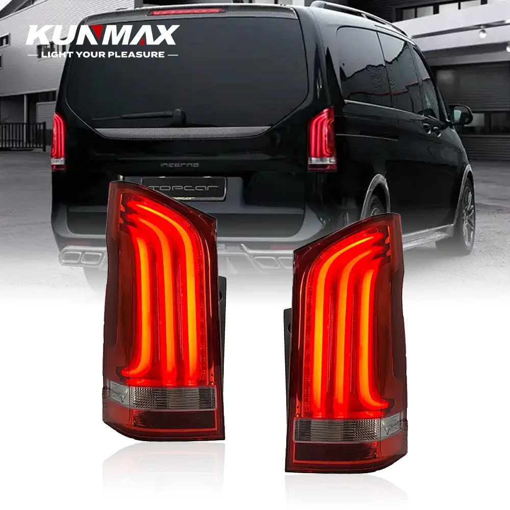 Pair Of Car Tail Light Assembly For Benz Vito 2016-2023 LED Brake Flowing Water Flicker Plug and Play Tail Lamps Taillights 2PCs