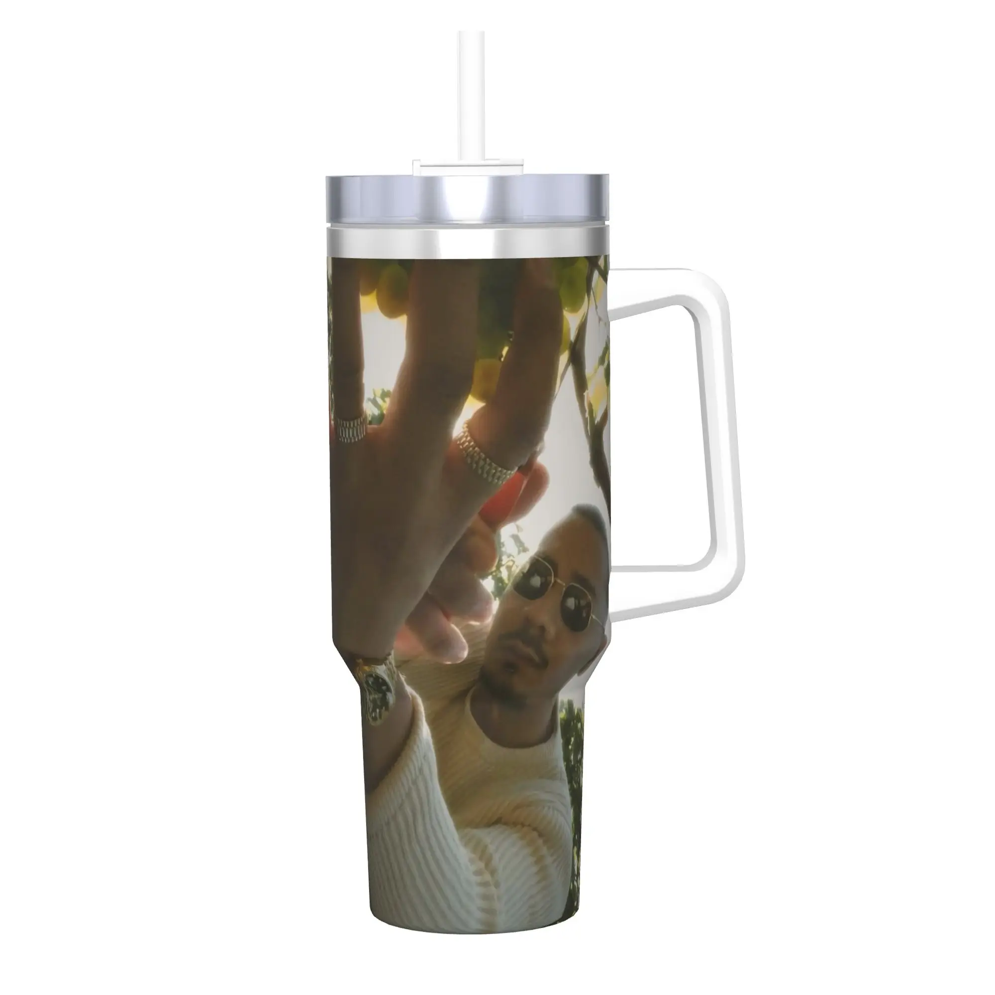 Apache207 Rapper Tumbler With Straw  Stainless Steel Travel Mug Double Wall Vacuum Insulated for Cold Or Hot 40oz