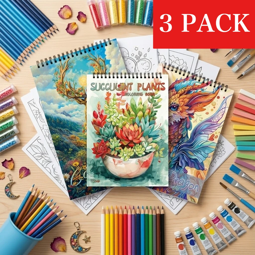 Ensemble de 3 livres de coloriage pour adultes - Design unique sur chaque page - Livres d'art de haute qualité, combinant l'art-thérapie et la formation à la pleine conscience
