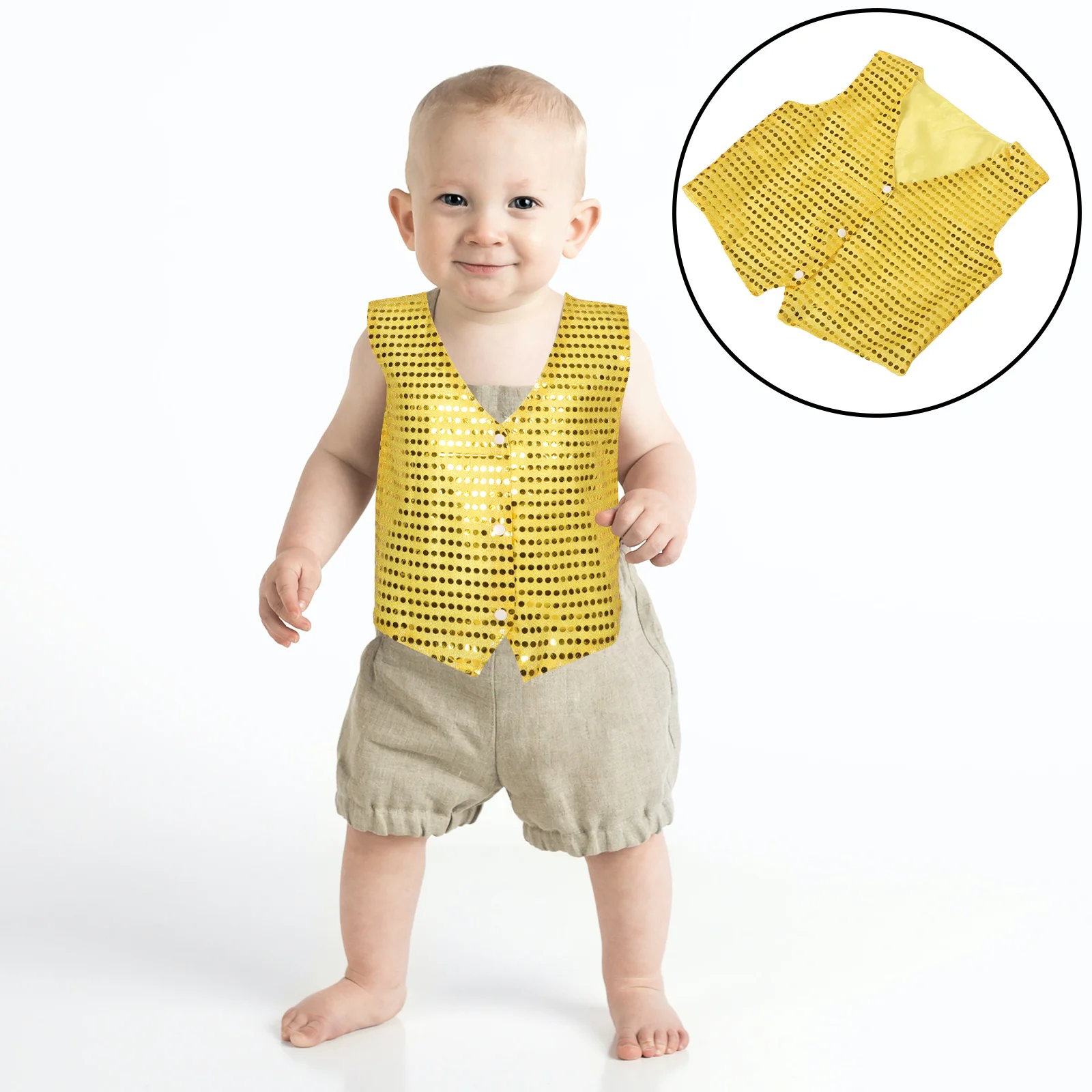 

1pcs Sequin Vest 'S Sparkly Sleeveless Waistcoat For Dance Costume Jazz Hip Hop Disco Party Performance Outfit