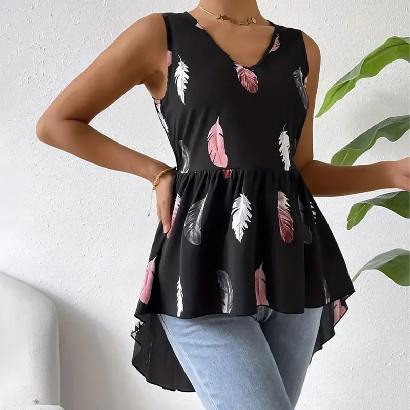 

Blue Tank Top Women Ruffle Knitted V-neck Sleeveless Woman Female Streetwear Backless Women's Casual Streetwear Beach