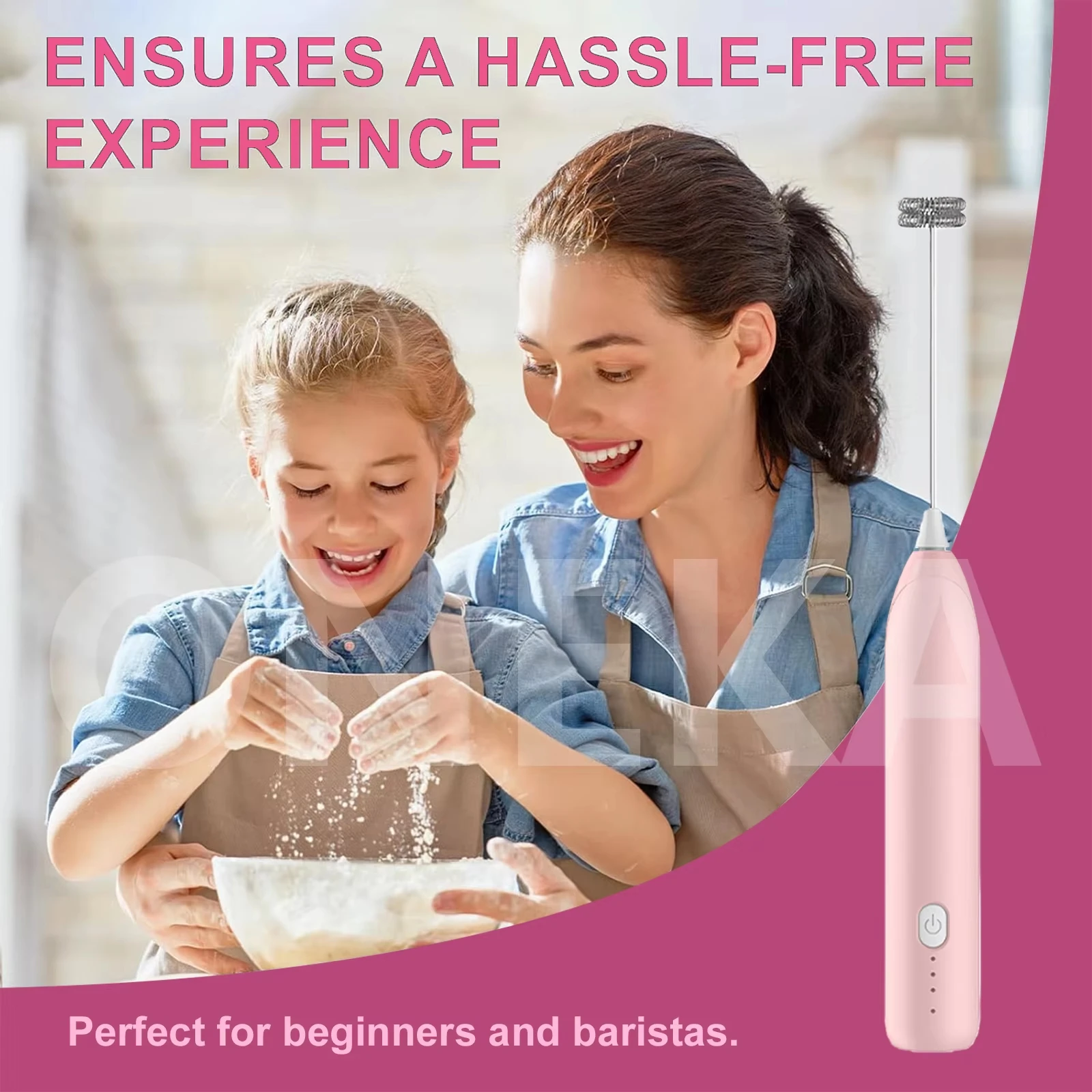 1 Set of Electric Milk Coffee Mixer, Cream Frother, Egg Beater, Handheld Milk Frother, Dual Stick, 3-Speed Rechargeable Mixer