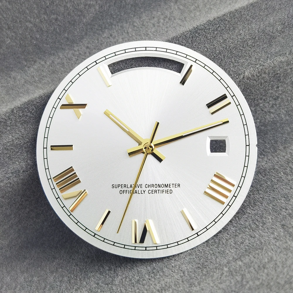 31mm 8285 unmarked dial, custom logo all day calendar frame, metal nail Roman dial, suitable for 8285 movement accessories