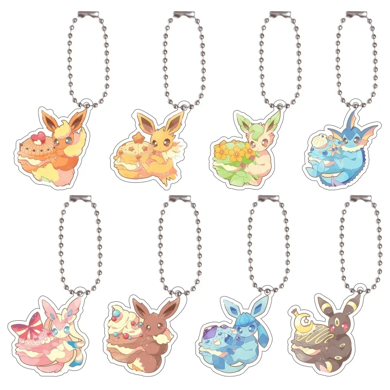 Anime Jolteon Flareon Espeon Umbreon Leafeon Glaceon Sylveon Selbstgemachter Acryl-Schlüsselanhänger Taschenanhänger Geschenk für Freunde