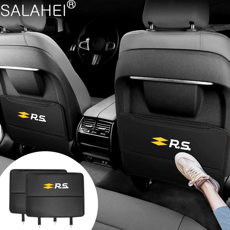 1PC Car Seat Backrest Anti-kick Pad Protector For Renault RS Sport Megane 3 4 2 Clio 5 Line Sandero Scenic Logan Twingo Koleos