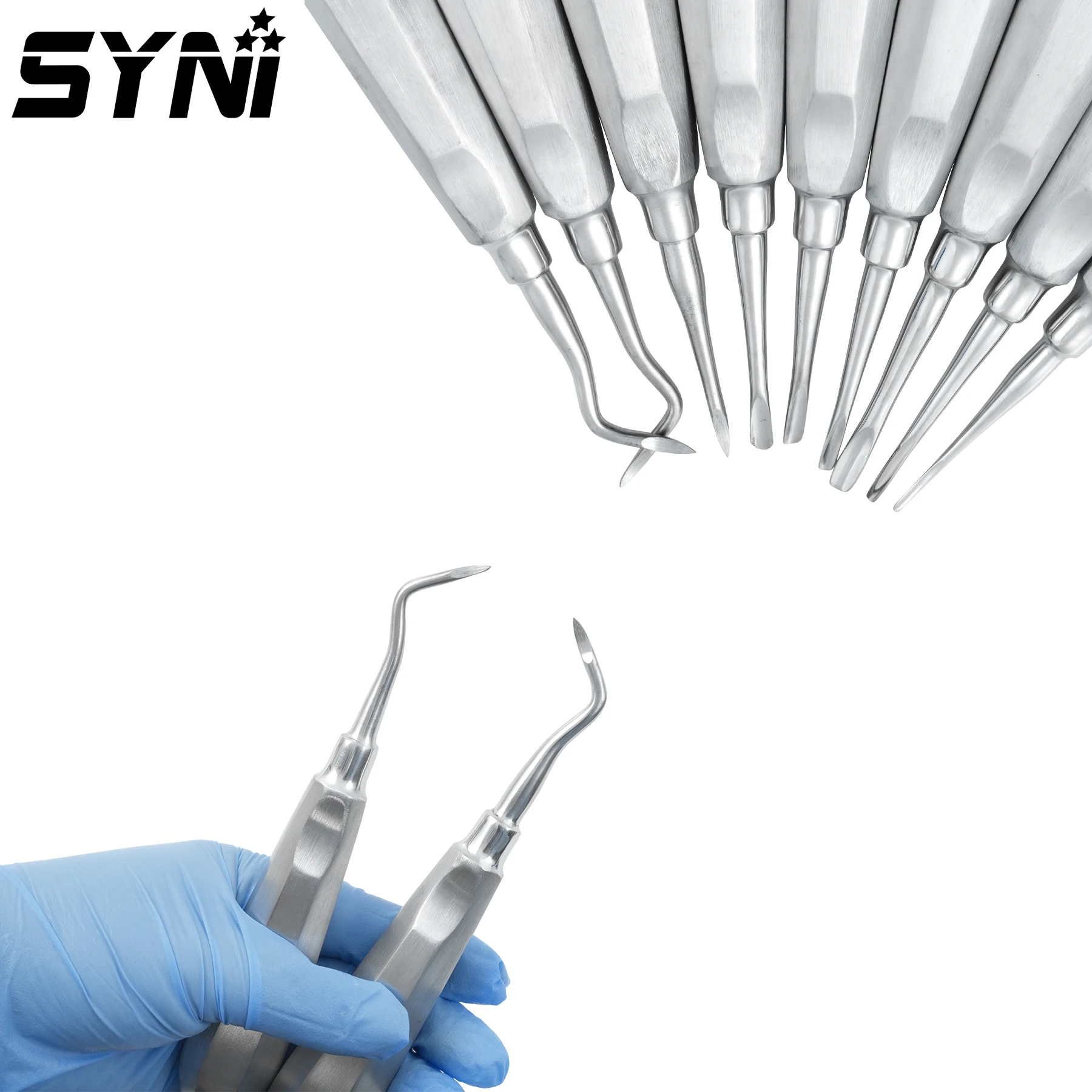 

1 pcs SYNI Dental Elevators Extraction Tappet Stainless Steel Stright Curved teeth Elevator Dentist Tools Surgical Instrument