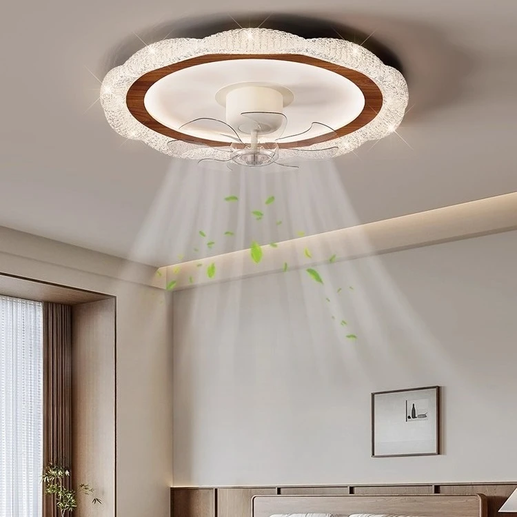 Italian Light Luxury Bedroom Ceiling Fan Lights Designer Personality Ice Crack Shaking Head Fan Lamps Indoor Lighting Luminaires