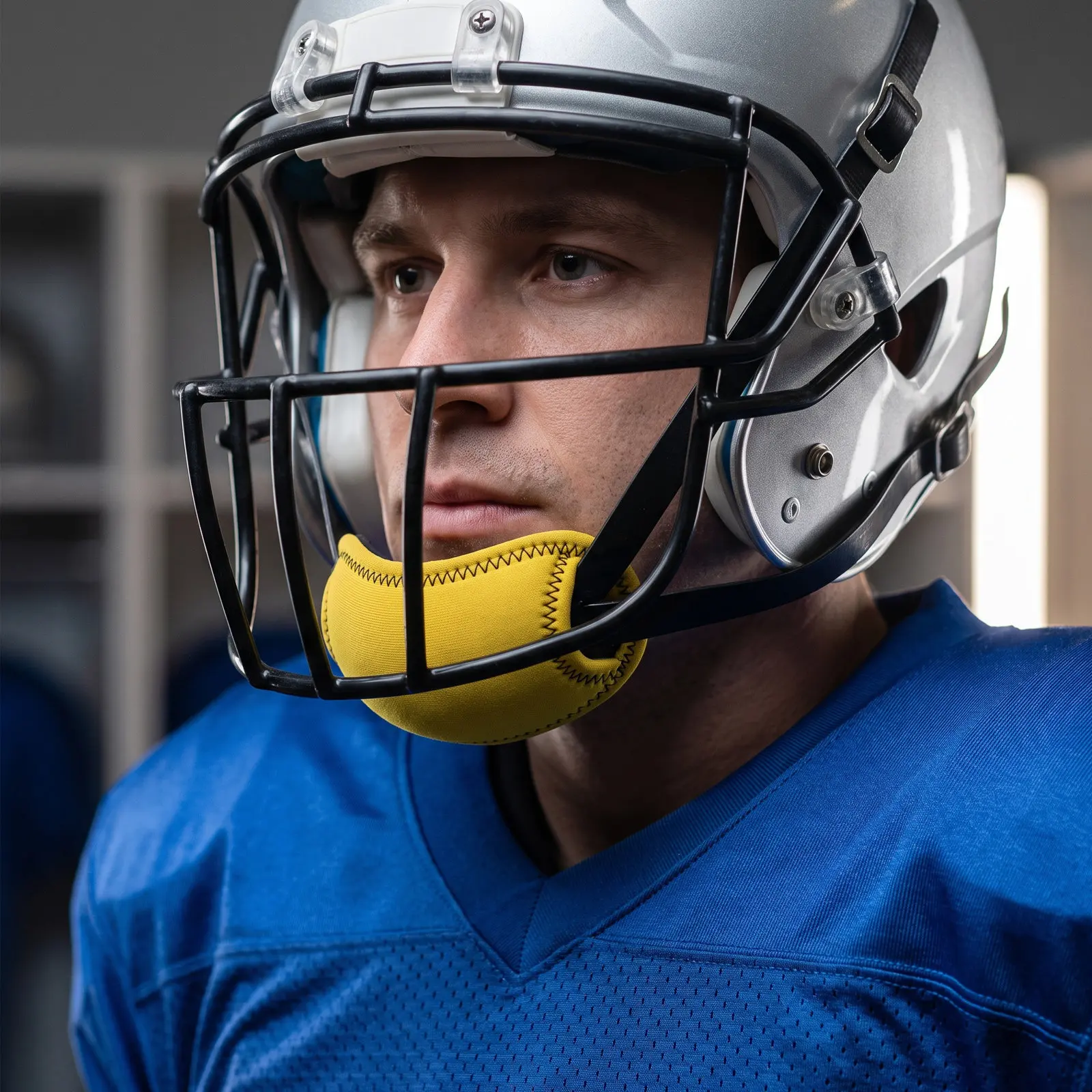 4Pcs Yellow Football Helmet Chin Strap Pads Anti Impact Cushion Protective Covers For Hockey Rugby Chin Protector Accessories