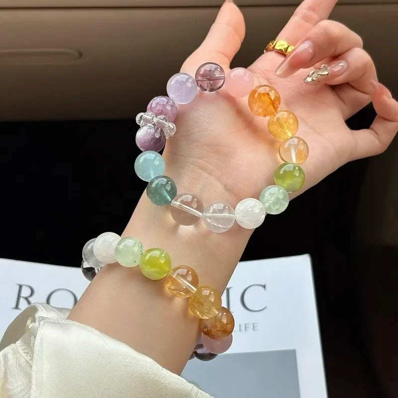 [Glazed Broken Dream] Natural Red Gel Flower Amethyst Duobao Bracelet Rainbow Color Send Friends Fashion Jewelry Women