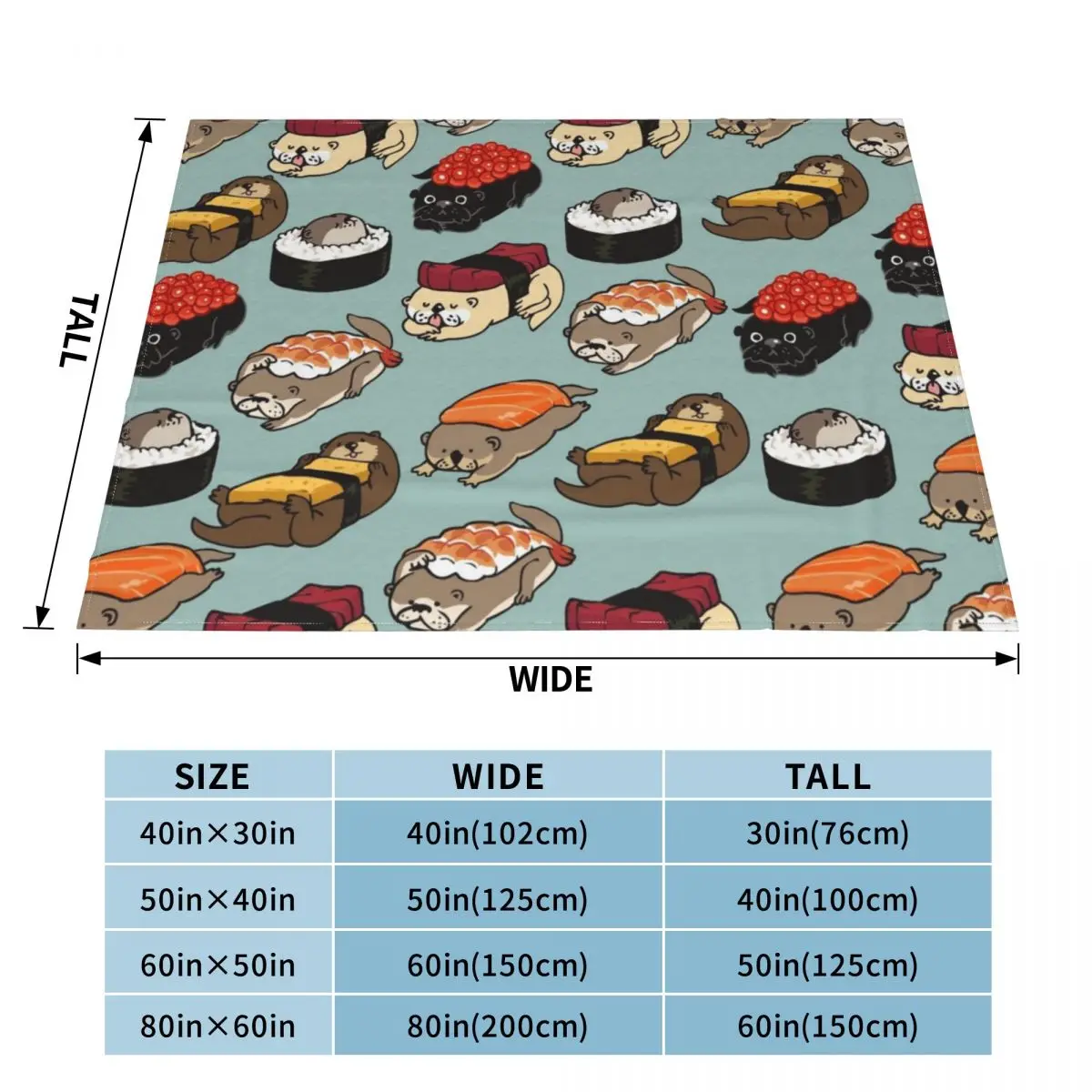 Sushi Otter Throw Blanket Flannels Blanket halloween blanket Blanket Fluffy