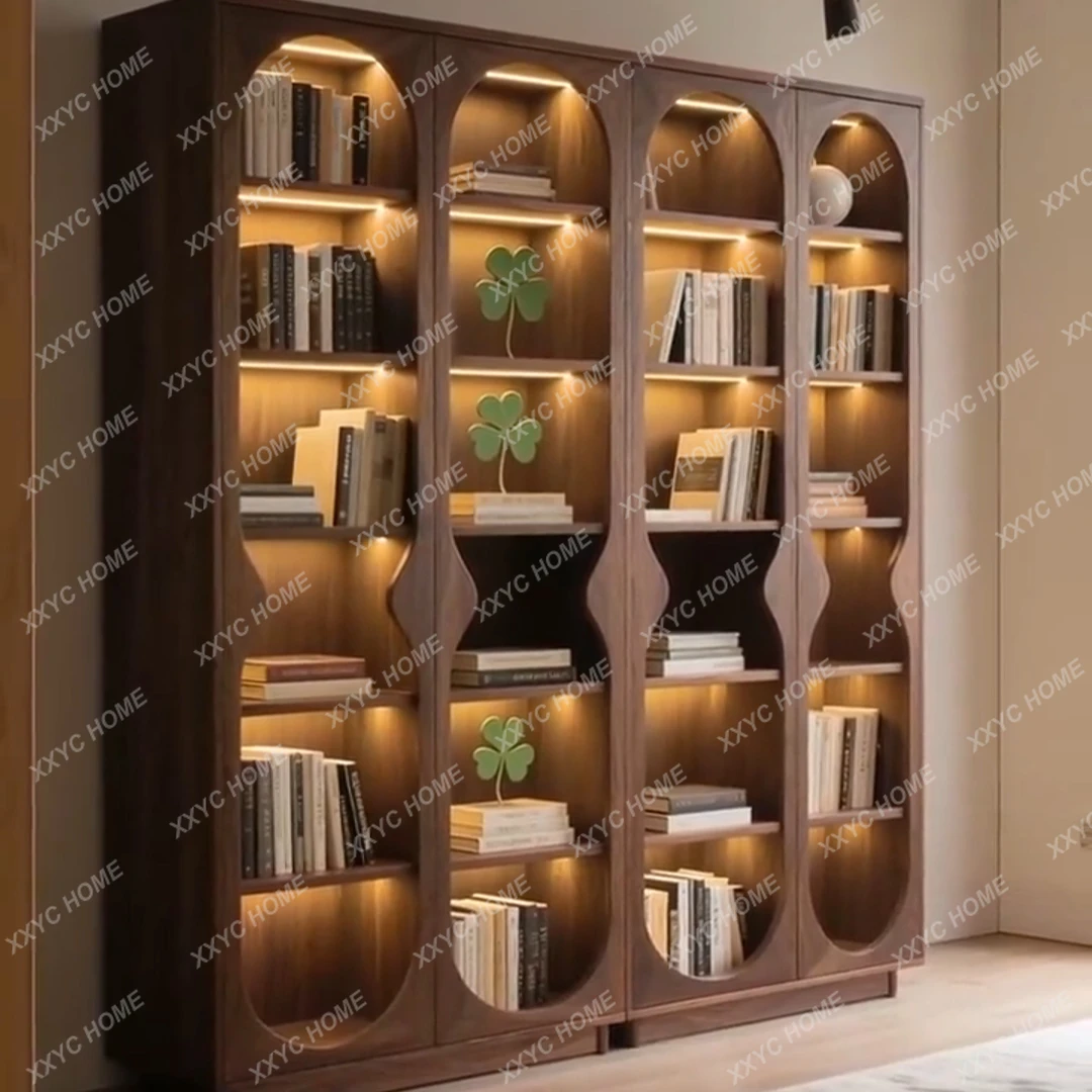 

DVNew Chinese black walnut bookcase, large bookcase in the living room for storage against the wall, floor-to-ceiling bookshelf