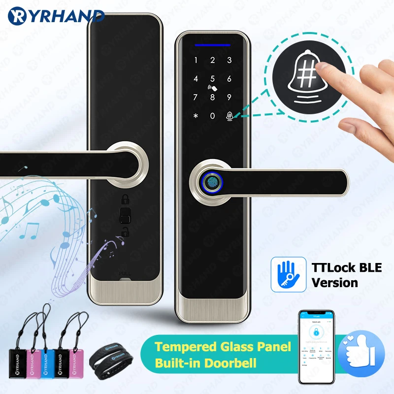 Wifi tt lock App bluetooth Fingerprint Lock Smart Card Digital Keyless Code Electronic Door Lock Safety waterproof For home