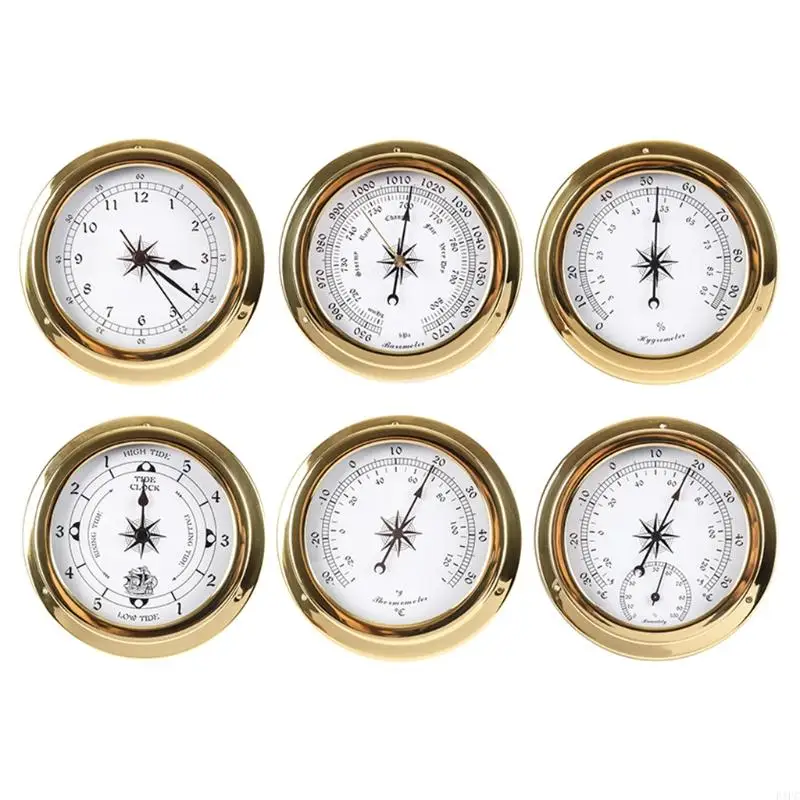 E1PC 115mm Wall Mounted Thermometer Hygrometer Barometer Watch Tidal Clock Indoor Outdoor