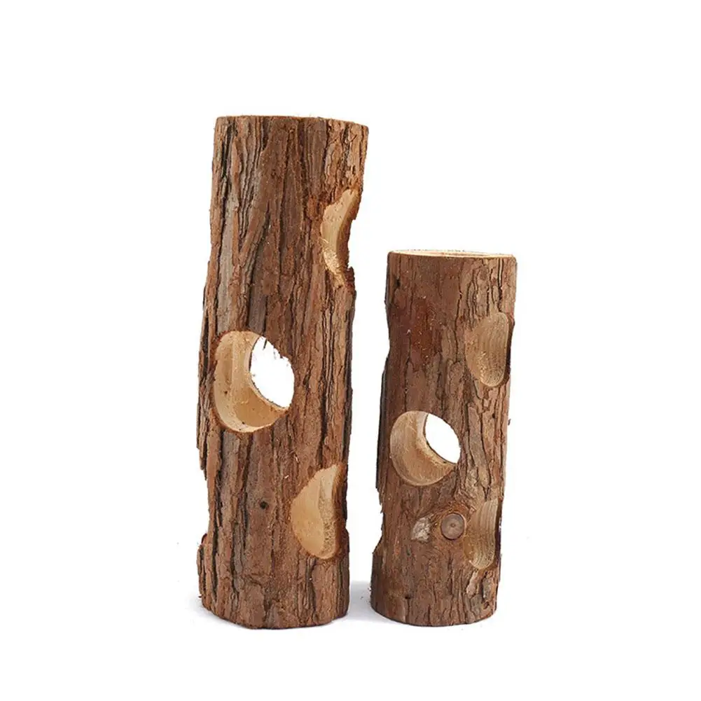 Hamster Natural Wooden Tunnels Tubes Bite-resistant Hideout Tunnel Molar Toy For Indoor Cats Dogs Drop Shipping