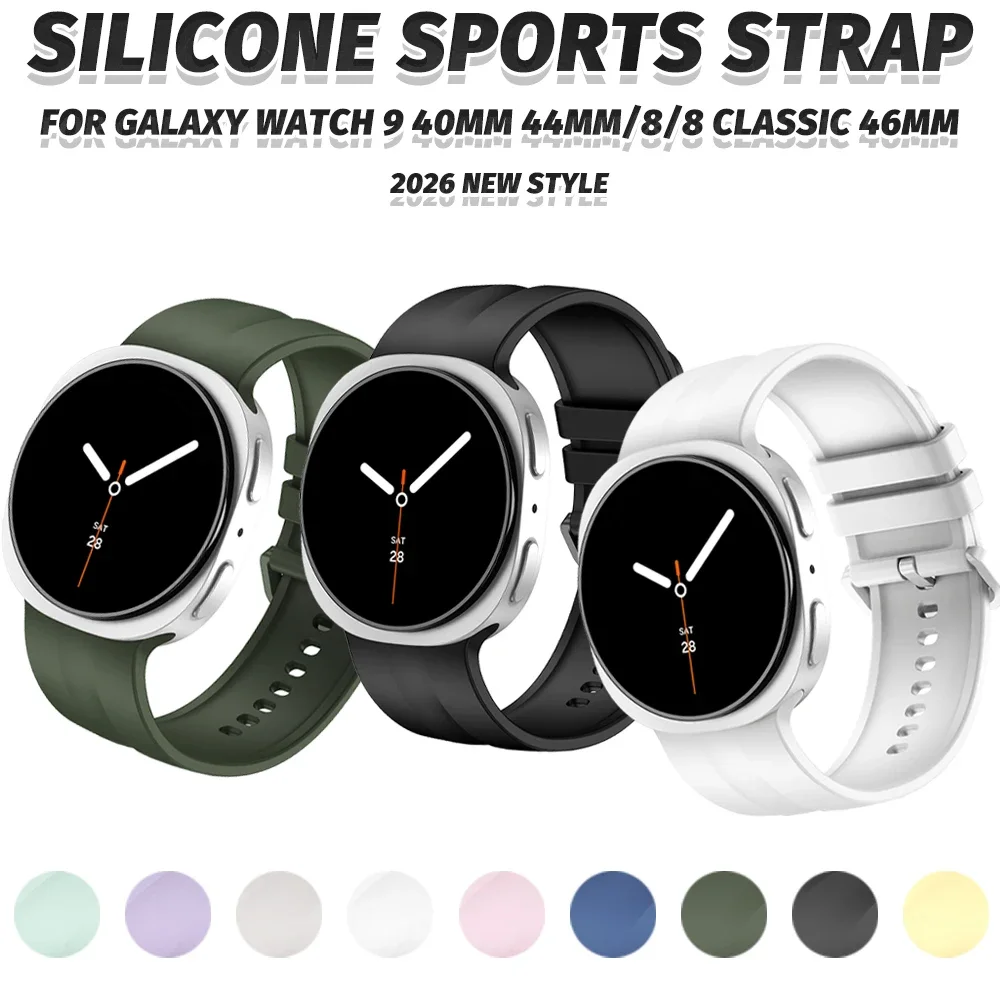 Sportarmbänder für Samsung Galaxy Watch 9-8 44mm 40mm Zubehör Handgelenk-Silikonarmband Correa für Galaxy 8 Classic 46mm Band