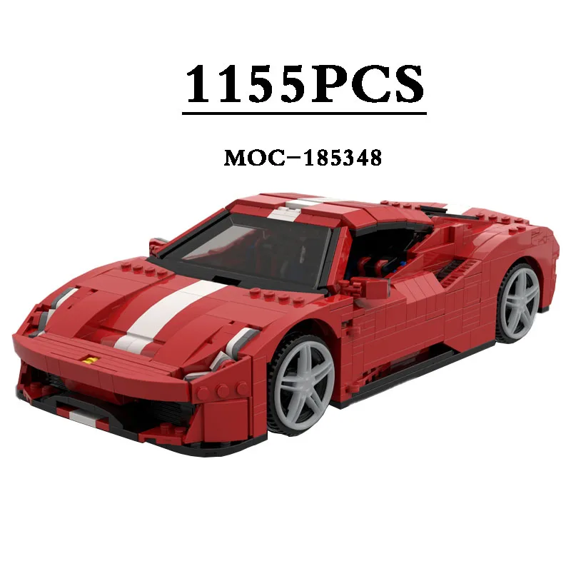 

Building Block MOC-185348 Racing Car 488 Sports Car V2 Building Block Model 1155PCS Kids Toy Boy Birthday Gift Christmas DIYGift