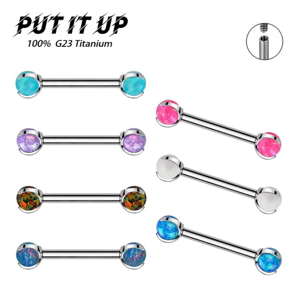 F136 Titanium Dream Series Opal Ear Bridge Tongue Stud Straight Bar Jewelry High-Quality Hypoallergenic New Piercing Accessory