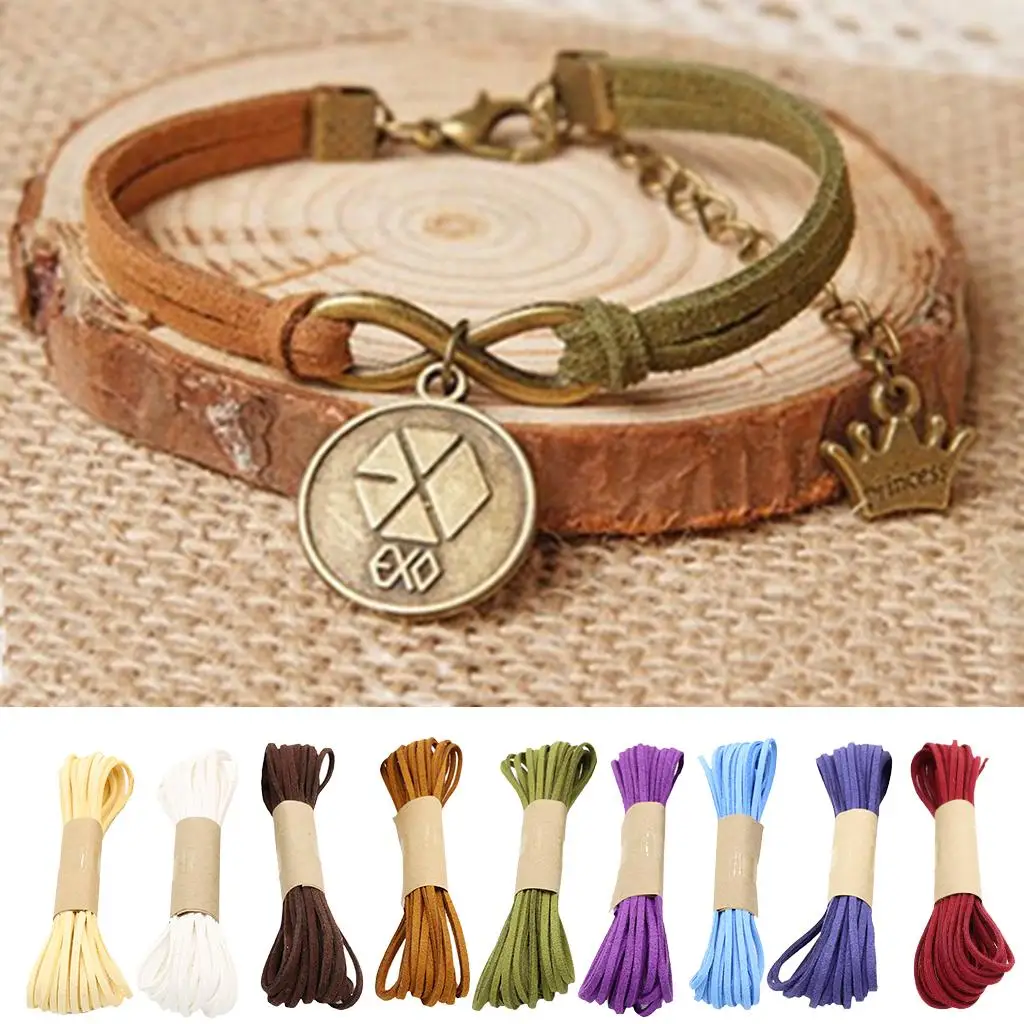 Flat Faux Suede Leather Cord DIY Rope Thread Jewelry Making 2.6mm