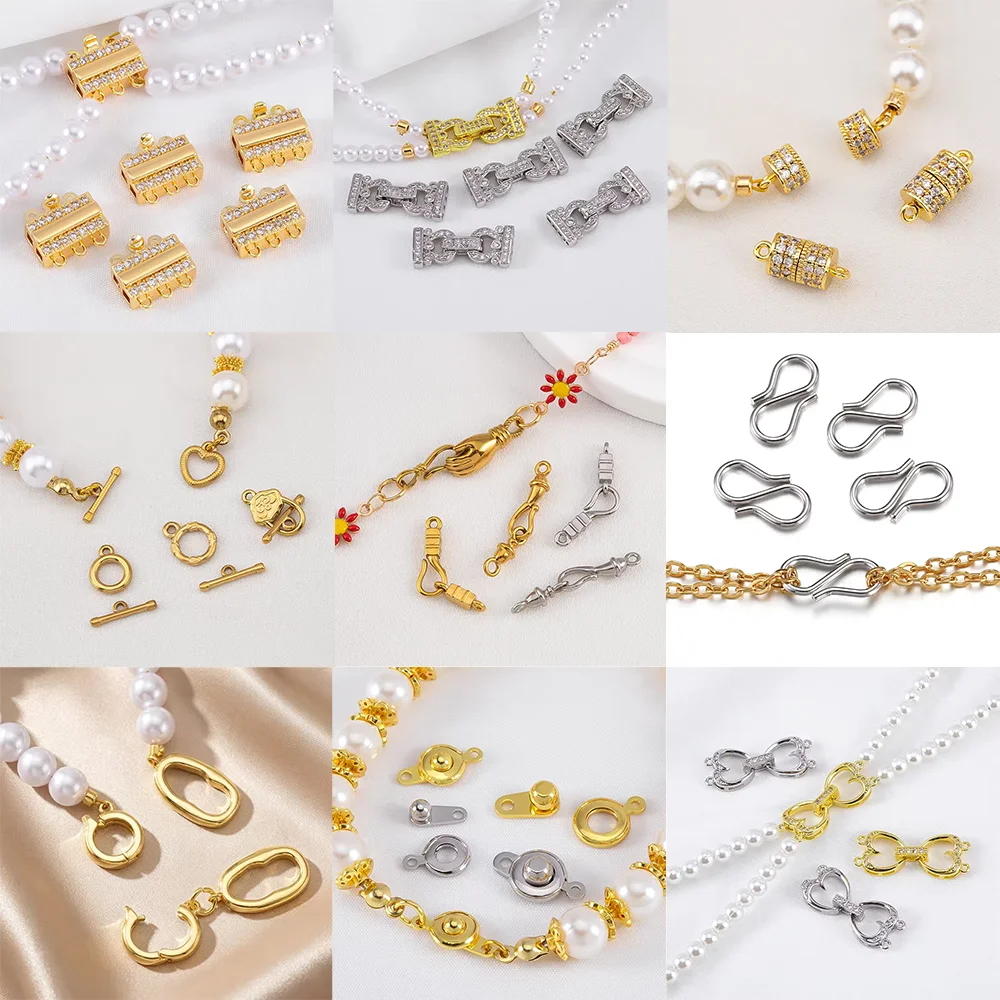 Stainless Steel & Copper Metal Multiple Styles Of Connector For DIY Jewelry Making Pearl Necklace Bracelet Wholesale Accessories