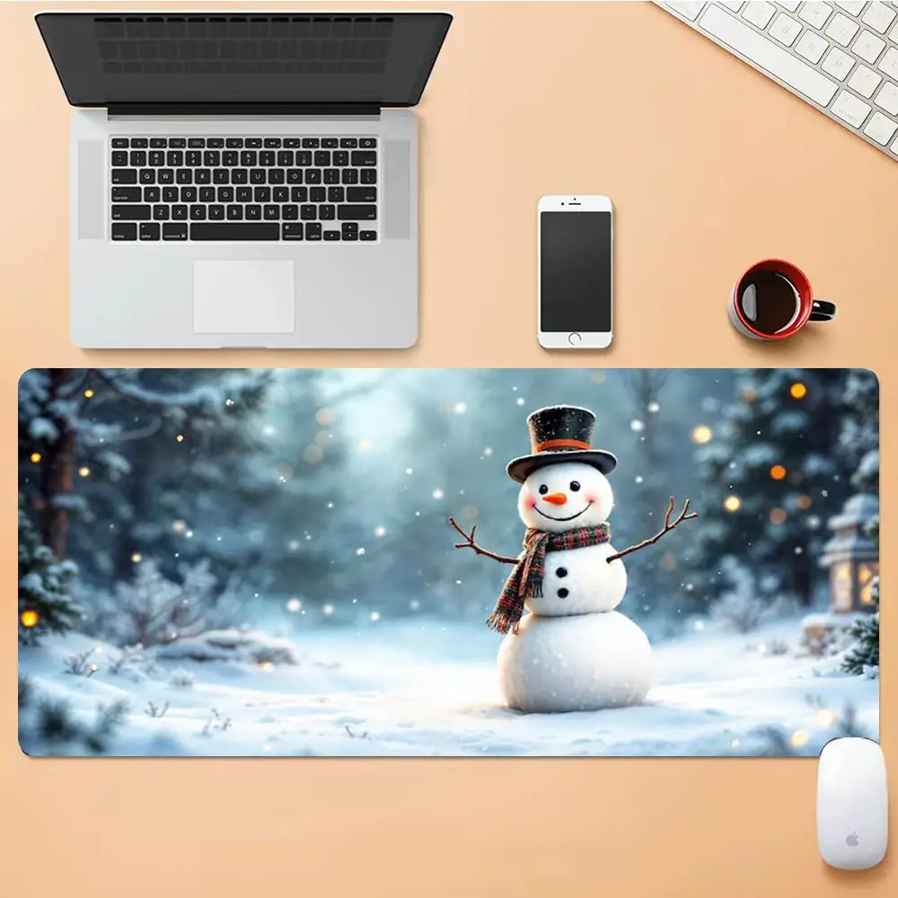

Snowman Mouse Pad Desk Mouse Pad Cute HD Desk Pad Extended Gaming Keyboard Mats Large XXL Gamer Mousepad 90x40