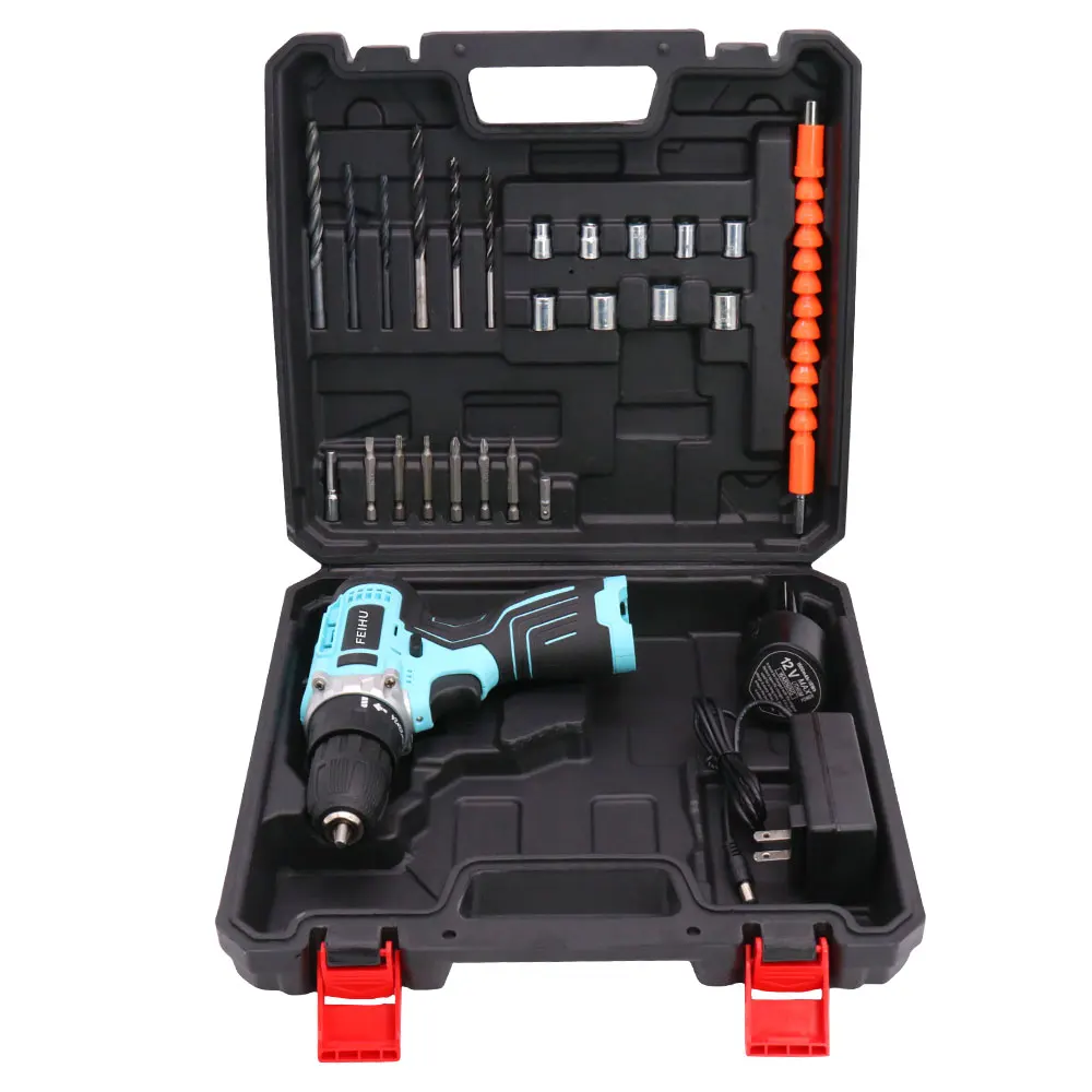 28pcs 12V Multifunction Portable Power Drill Mini Lithium Cordless Drill Kits Home Tool Sets Screwdriver Electric Drill Set