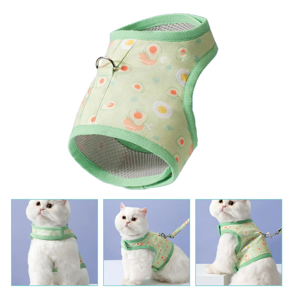 

1Set Cat Vest Harness Breathable Avocado Patterned Lightweight Leash for Small Dogs Cats Pets Strap Puppy Kitten Outdoor Walking