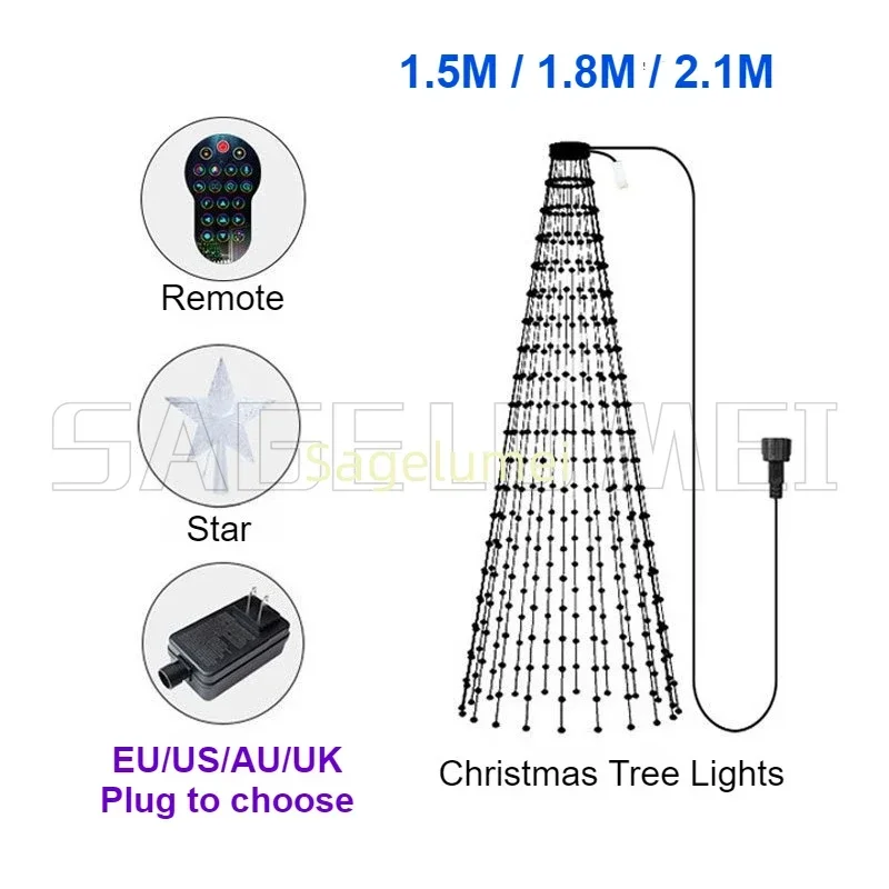 RGBIC 400LEDs Christmas Lights Holiday String Lights with Star Shape, Smart LED Xmas Tree for Indoor Outdoor Decor EU/UK/US Plug