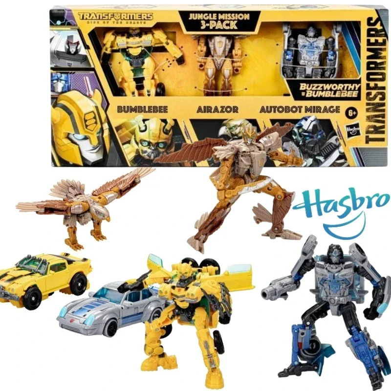 In Stock Hasbro Transformers 7 Rise of the Beasts Jungle Mission Bumblebee Airazor Mirage 3pk Action Figure Model Toy Gift