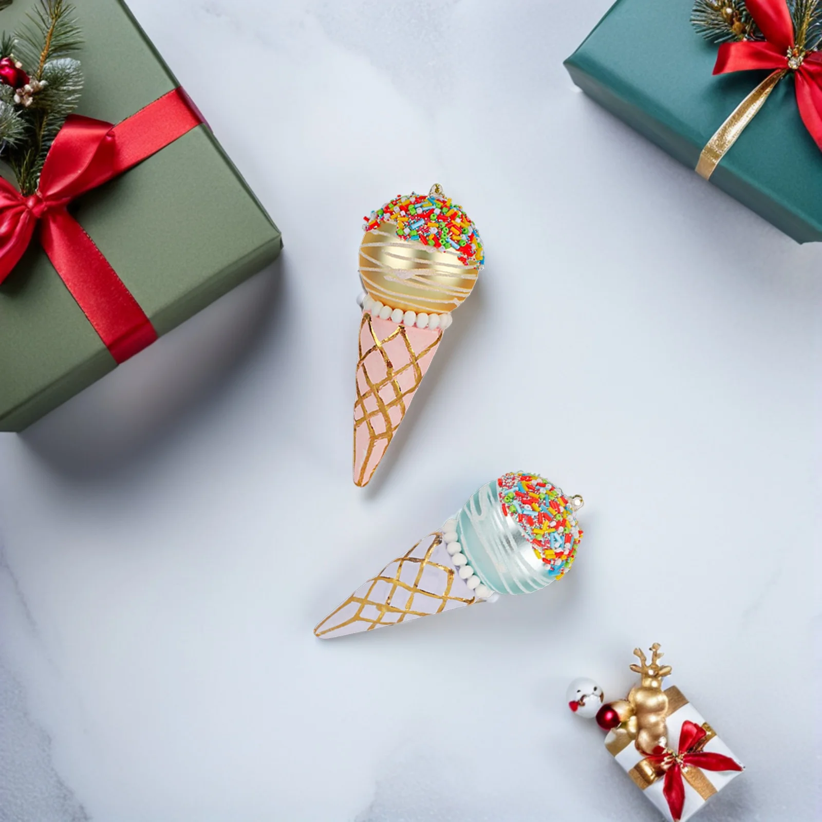 

2Pcs Pastel Ice Cream Pendant Cute Hanging Ornament for Holiday Candy Tree Decor Window Xmas Party Supplies Kids Room Decoration