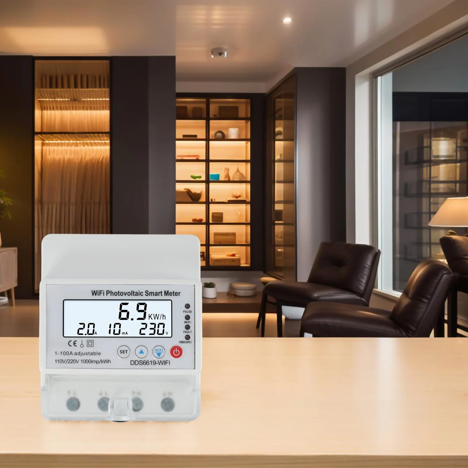 

DIN Rail Meter Photovoltaic Meter Energy Management 110V 220V AC Supply Voltage For Commercial Buildings 90*77*76mm