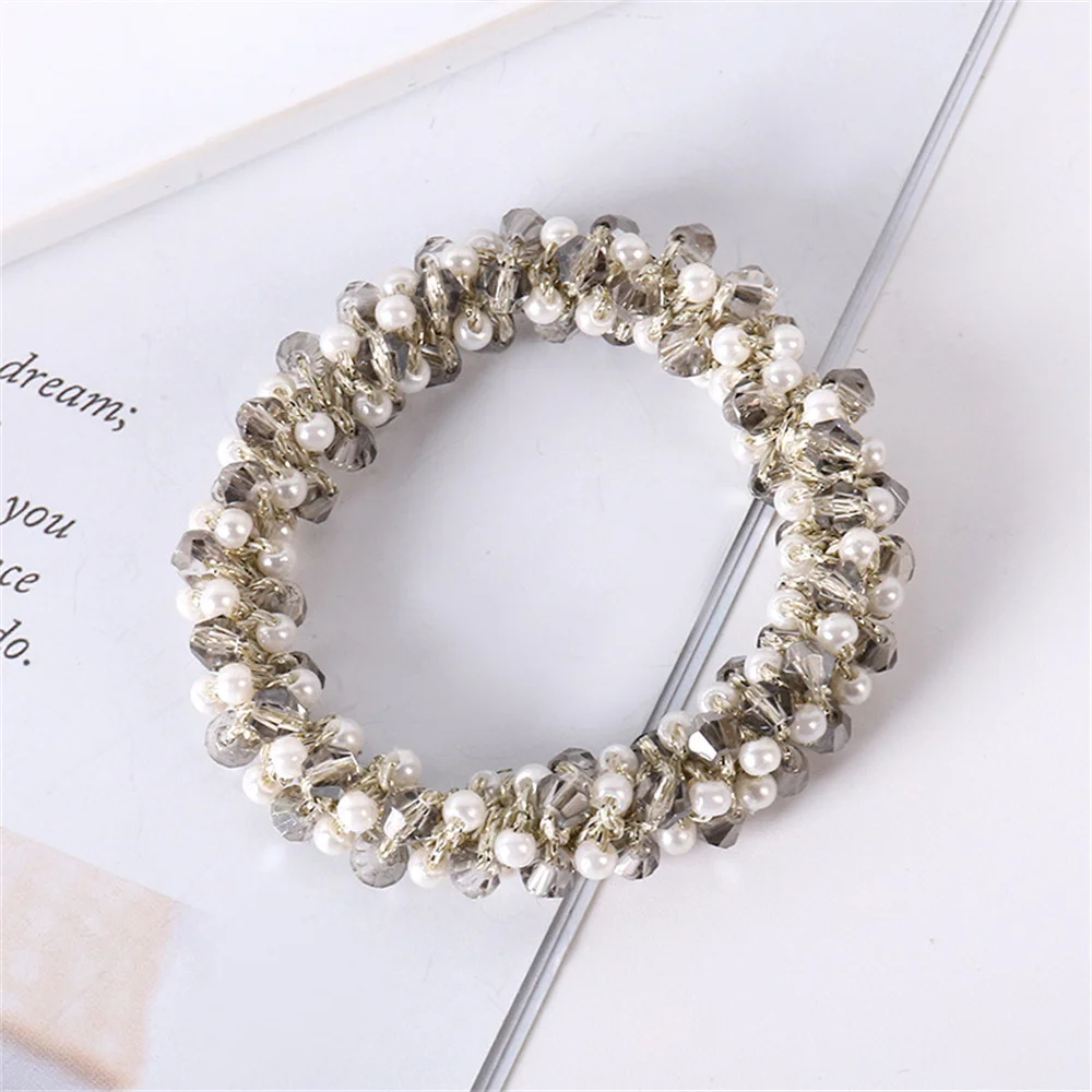 New Faux Pearl Hairbands for Women Girls Ponytail Holder Ladies Colorful Beads Hair Rope Elastic Rubber Band Hair Accessories