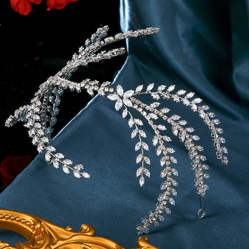 

Cubic Zirconia Bridal Headbands For Wedding Headpieces Luxury Bride Tiara Crown For Women Prom Hair Jewelry Hairband Headdress