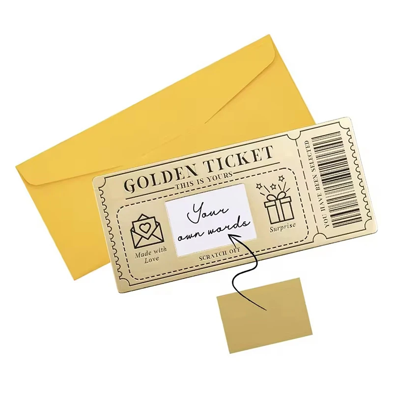 

5/10pcs Surprise Scratch-off Card With Envelope Scratch Off Ticket Golden Ticket Raffle Gift Party Favor Cinema Voucher