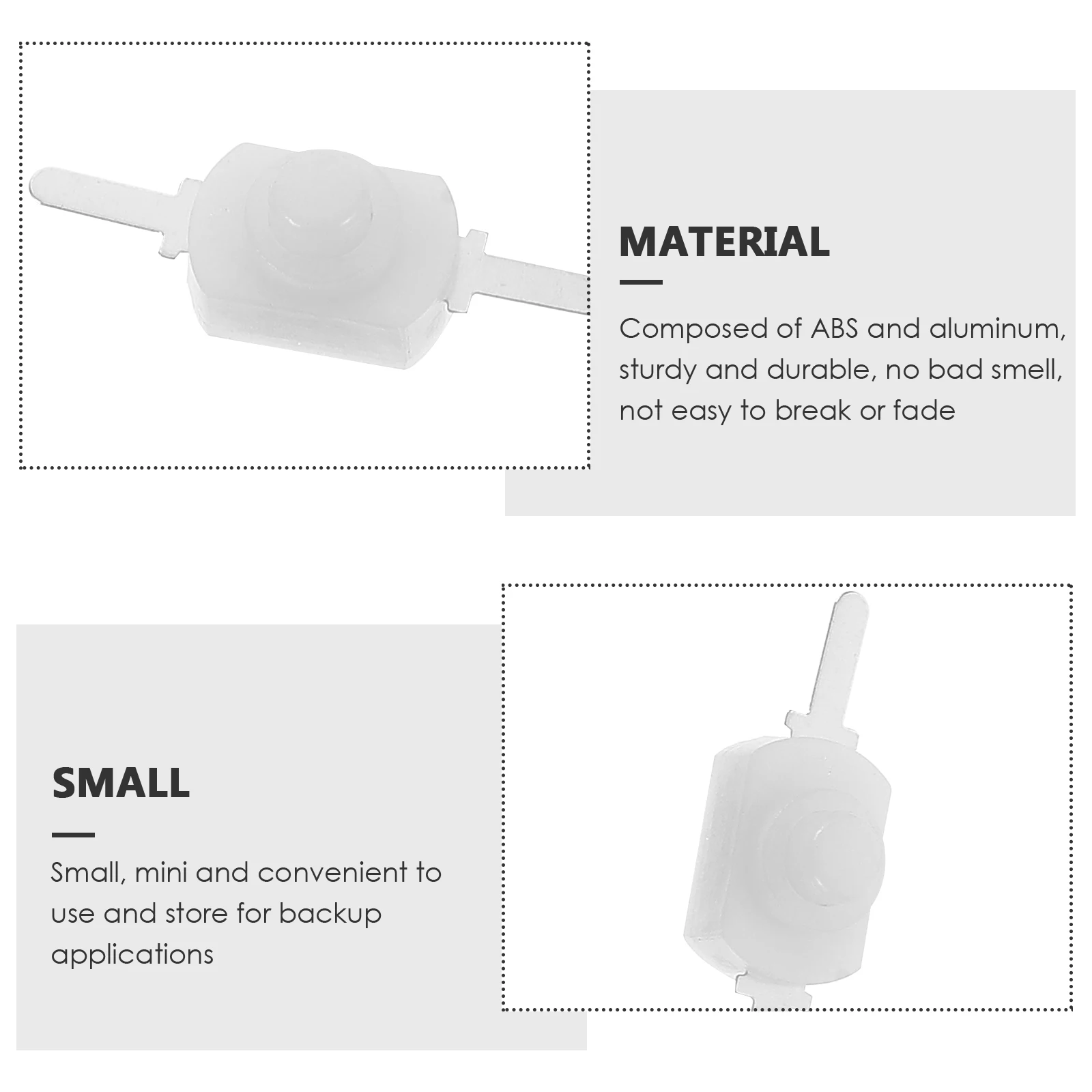 

100pcs Micro Button Switch Latching Push Small ABS Mini On Off for Flashlight Wall Outlet Non Fading Easy
