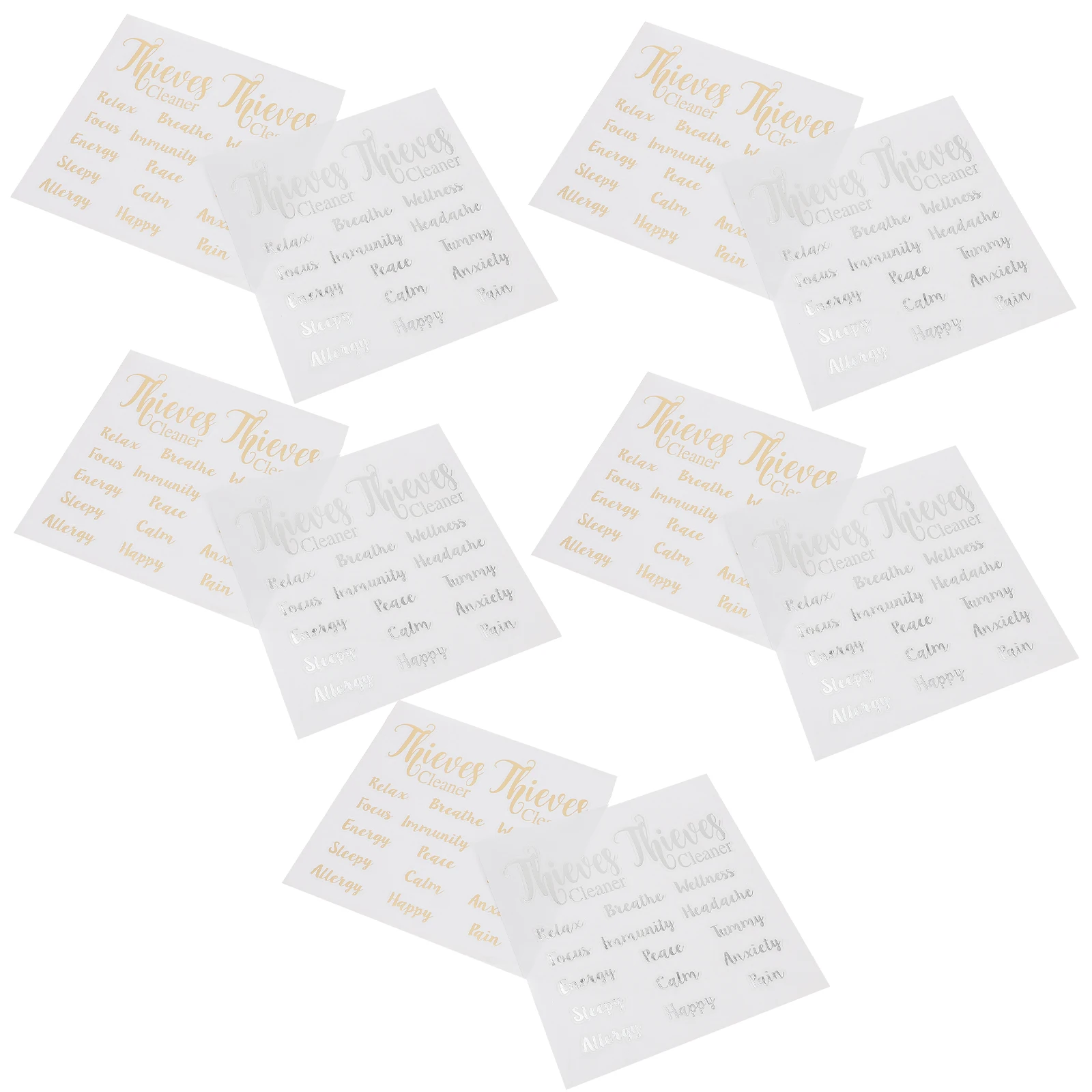 

10 Sheets Essential Oil Stickers Bottle Decorative for Bottles Name Water Labels Glass Pvc Waterproof