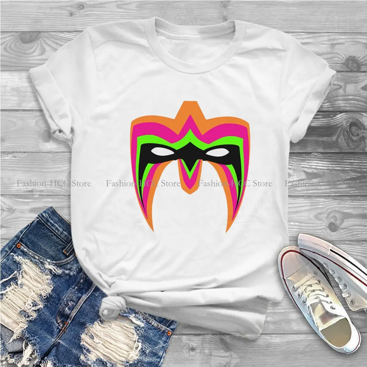 Ultimate Warrior Mask Round Collar Polyester TShirt Wrestling Original T Shirt Woman's Clothes