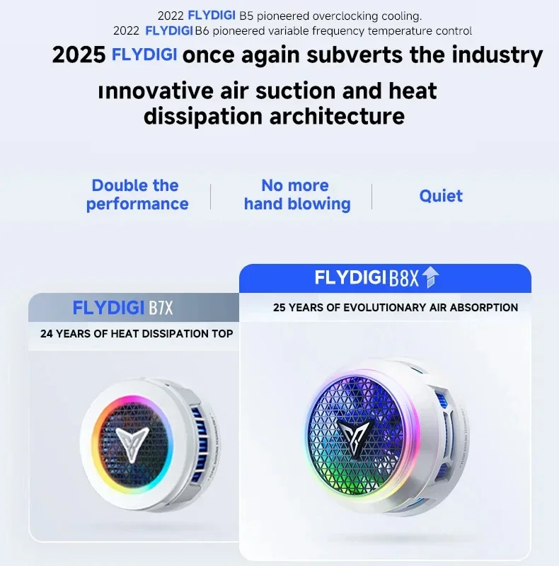 BRAND NEW Flydigi B8X RGB Phone Cooler Frequency Conversion Heat Dissipation Magnetic Radiator for Iphone Ipad Android Cellphone