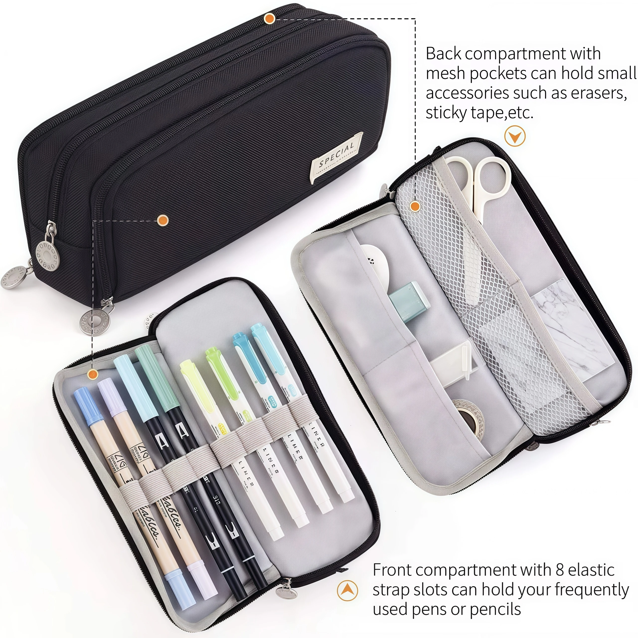 Large-capacity pen case, portable pen case, spacious storage space durable and beautiful, a necessity for students and offices image 3