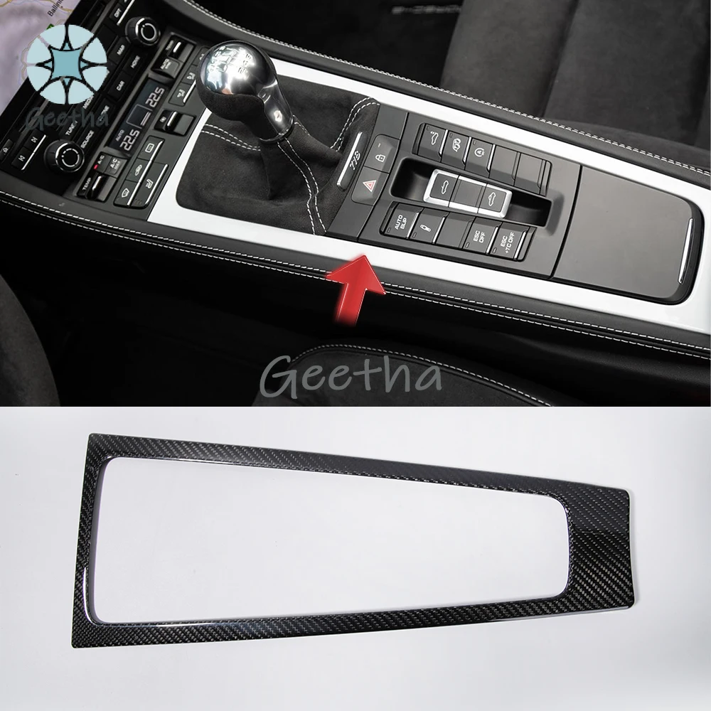 For Carbon Fiber Interior Center Console Gear Shift Panel Dashboard Trim Cover for Porsche 718 911 981 991 Boxster Cayman Carrer