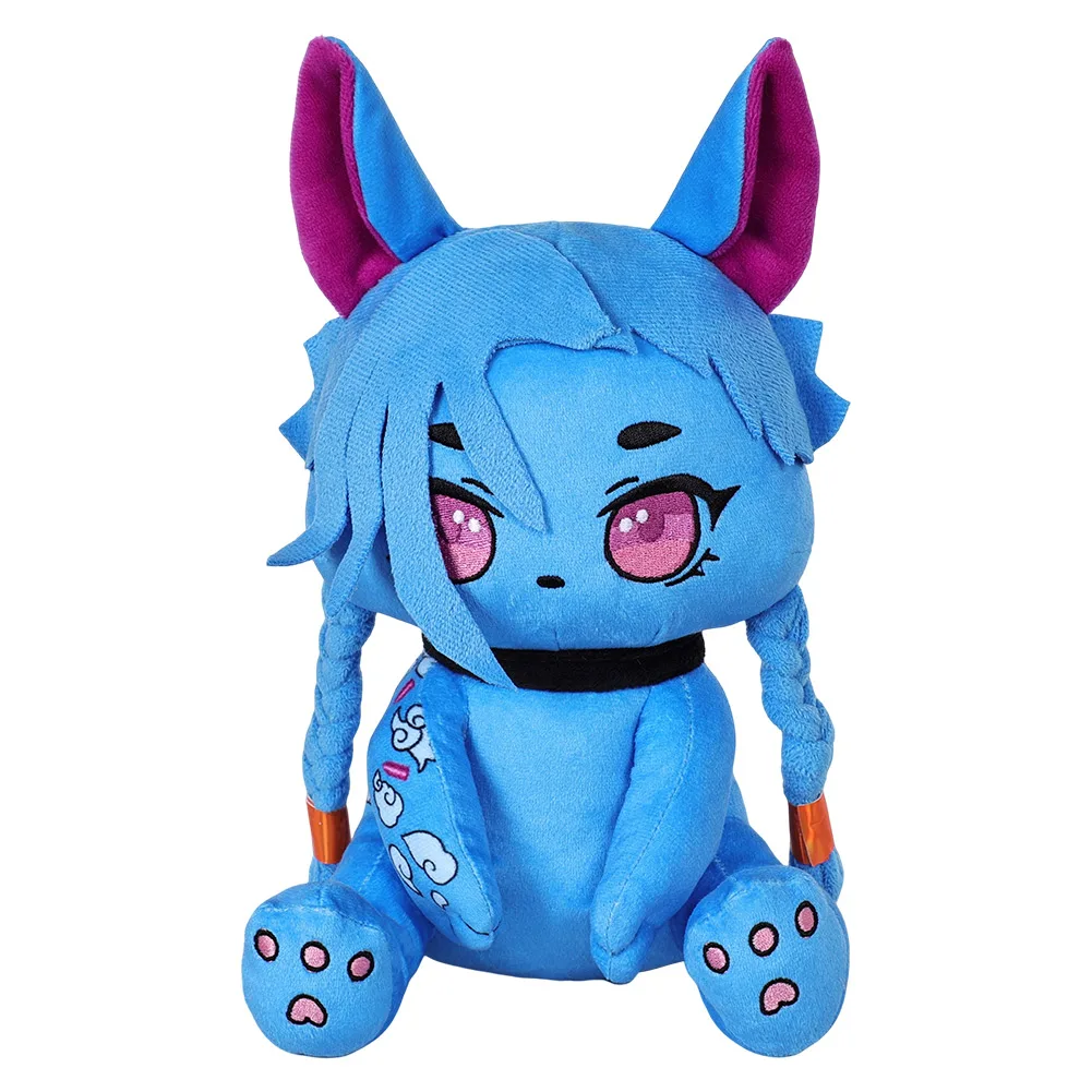 2024 Game LoL Jinx Blue Cat Cosplay Plush Plushies Dress Up Children Xmas Gift Fantasia Kids Children Soft Mascot Toys Halloween