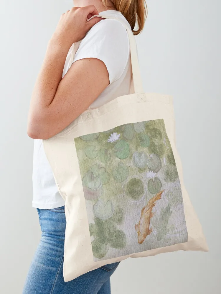 Lily Pads in a Koi Pond Tote Bag shopper bag women reusable shopping bags Canvas bag Reusable bags