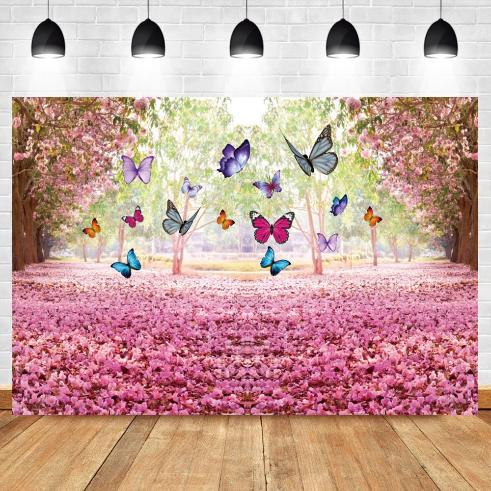 Spring Landscape Photo Backdrop Garden Flowers Green Vine Door Road Photography Background Living Room Decoration Banner