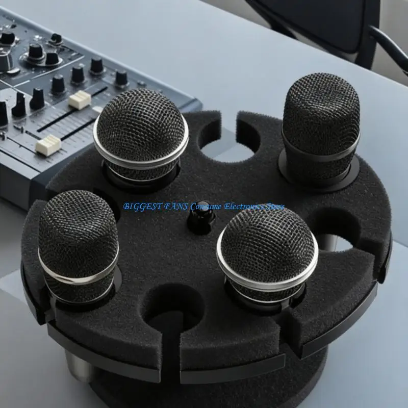 6 Slot Mics Stand Holder Vibration Resistant Portable Design For Live Streaming Karaoke Conference Sound Management