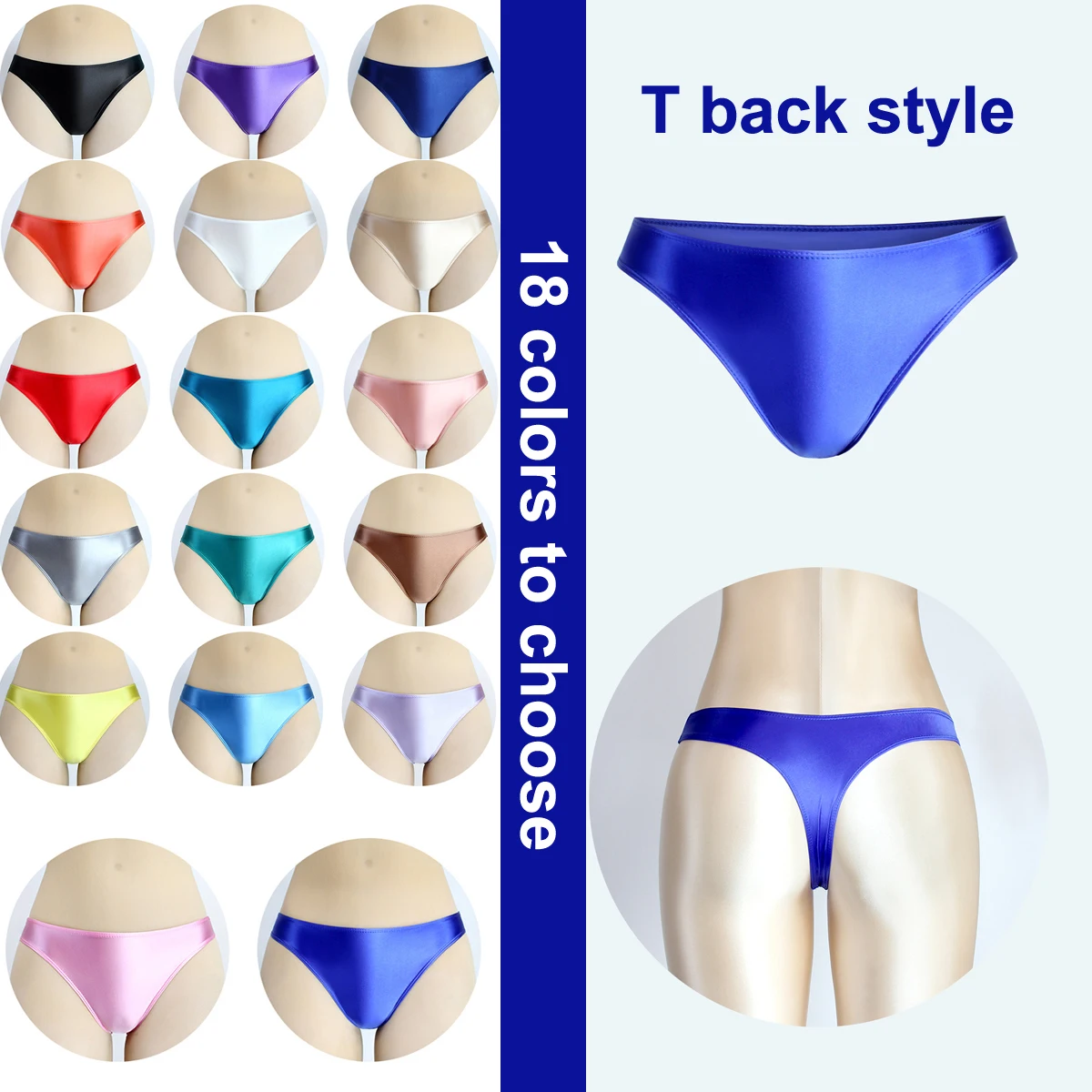 Swimming Trunks Shiny Glossy Solid Bikini Buttocks T-back Underpants Swimwear Underwear Plus Size Thongs Women Low Waist Panties