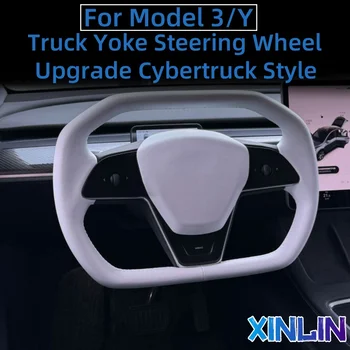 테슬라 모델 Y 모델 3 2019-2023 용 사이버 트럭 요크 핸들, 나파 가죽 가열 육각 요크 핸들, 신제품