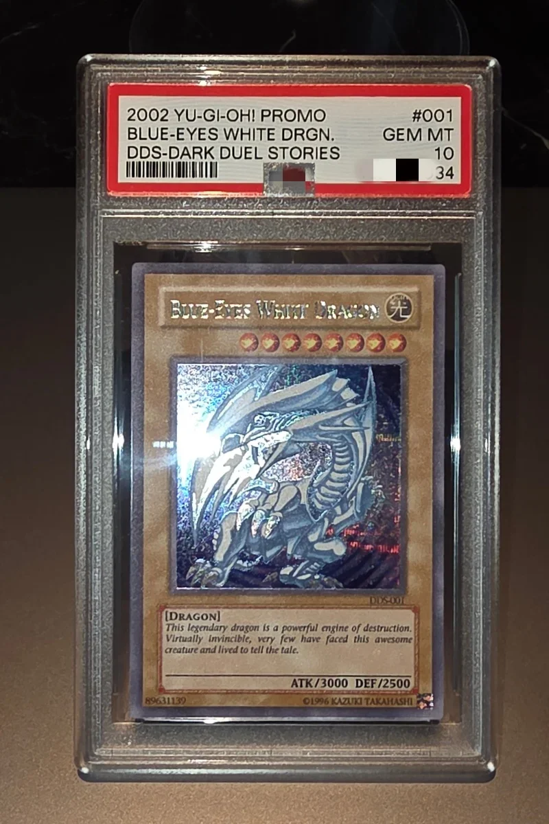 Yu‑Gi‑Oh! DIY Custom DDS‑001 Blue‑Eyes White Dragon Promo Secret Rare PSA‑Style Graded Slab, Custom Picture Supported Not Origi